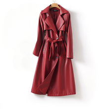 Load image into Gallery viewer, Winter Mid-length Leather Trench Coat
