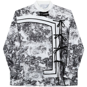 Ink Painting Buckle Tie Long-sleeved Shirt