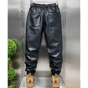 Loose Straight Leather Pants