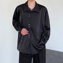 Load image into Gallery viewer, Satin Button Down Adjustable Lapel Shirt
