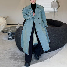 Load image into Gallery viewer, Washed Denim Oversized Trench Coat
