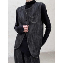 Load image into Gallery viewer, Denim Waistcoat Asymmetric Arc Cardigan Vest
