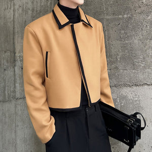 Retro Color-blocked Short Woolen Jacket