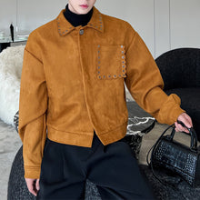 Load image into Gallery viewer, Suede Studded Square Collar Jacket
