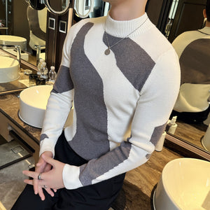 Color Block Turtleneck Long Sleeve Sweater