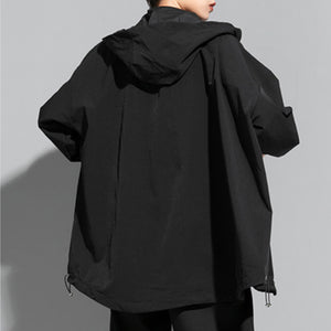 Diagonal Zip Hooded Jacket