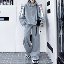 Load image into Gallery viewer, Geometric Print Hooded Long Sleeve Sweater Casual Sports Pants Two-Piece Set
