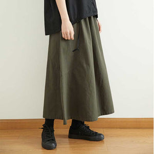 Solid Color Elastic Waist Skirt