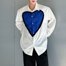 Load image into Gallery viewer, Casual Blue Heart Patchwork Shirt
