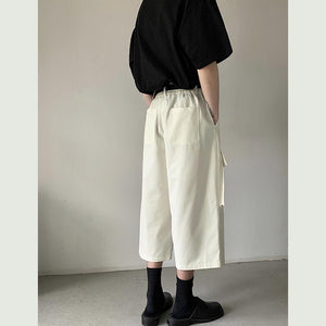 Summer Loose Wide Leg Cargo Cropped Pants