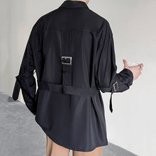 Load image into Gallery viewer, Strap Metal Buckle Button Long Sleeve Shirt
