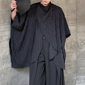 Irregular Pleated Pace-up Half-sleeve Silhouette Cape