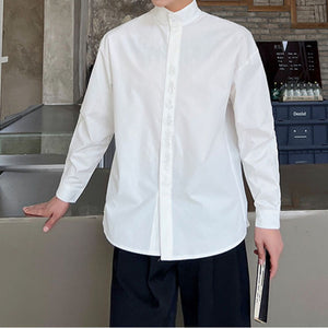 Solid Color Retro Small Stand Collar Shirt