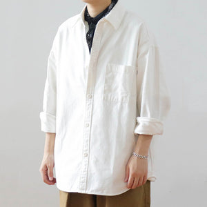 Japanese Retro Washed Cotton Loose Shirt