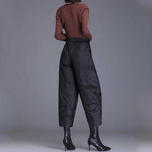 Diamond Check Elastic Waist Harem Pants