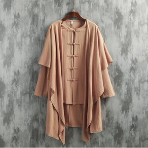 Cotton And Linen Two-Piece Cape Coat