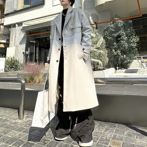 PU Leather Over-the-knee Panelled Coat