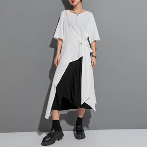 Lace-up Long Short-sleeved Shirt