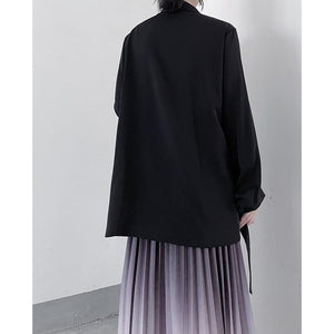 Side Button Pleated Long Sleeve Shirt