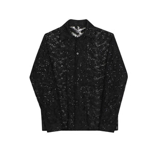 Thin Cutout Sequin Long Sleeve Shirt