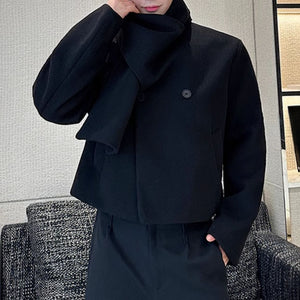 Scarf Collar Warm Short Woolen Coat