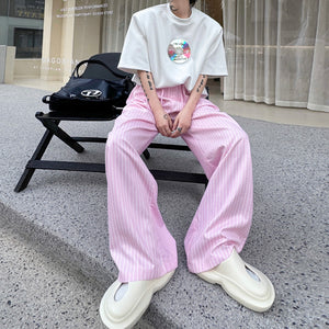 Striped Straight Casual Floor Mopping Trousers