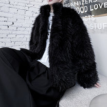 Load image into Gallery viewer, Stand Collar Buttoned Cotton Artificial Fur Short Coat
