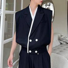 Load image into Gallery viewer, Colorblock Suit Collar Double-breasted Vest
