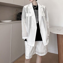 Load image into Gallery viewer, Summer Mesh Long-sleeved Jacket and Shorts Two-piece Set
