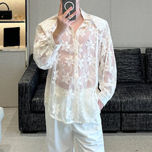 Load image into Gallery viewer, Patterned Mesh Loose See-through Shirt
