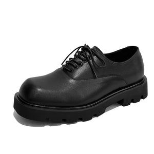 Thick-soled Square-toe Leather Shoes