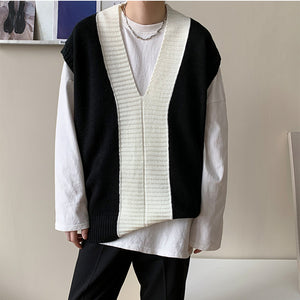 Preppy Style Sleeveless V-neck Sweater Vest