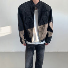 Load image into Gallery viewer, Cropped Stand Collar Structured Denim Jacket
