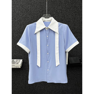 Casual Contrast Tie T-shirt