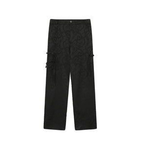 Dark Pattern Jacquard Knot Design Casual Pants