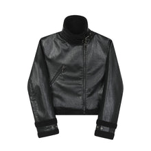 Load image into Gallery viewer, Retro Stand Collar PU Leather Thickened Short Jacket
