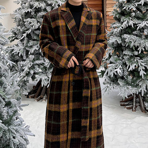 Retro Plaid Wool Mid-length Coat