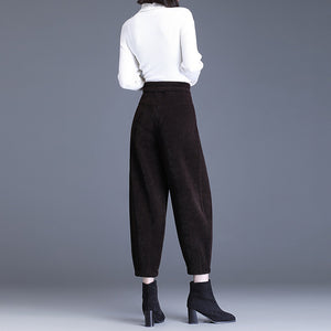 Plush High Waist Loose Thickened Corduroy Harem Pants