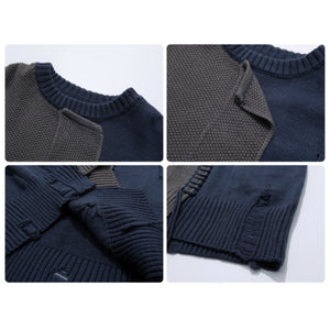 Irregular Stitching Contrast Patchwork Pullover Sweater