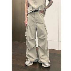 Jacket Pleated Work Vest Two Piece Set