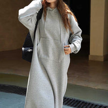 Load image into Gallery viewer, Casual Fleece Hooded Sweater Dress
