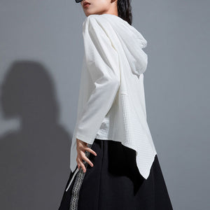 Hooded Lace-up Paneled Shirt