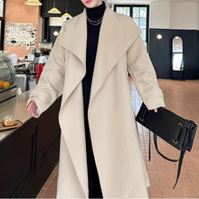 Load image into Gallery viewer, Large Lapel Belted Mid-Length Coat
