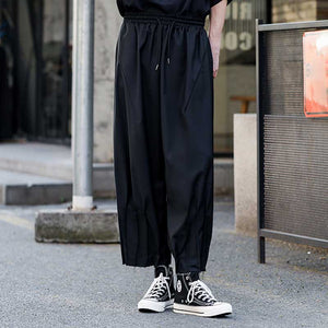 Frayed Pleated Harem Pants