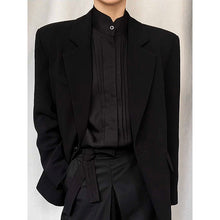 Load image into Gallery viewer, Pleated Panelled Stand Collar Shirt
