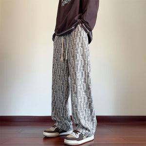 Straight Striped Corduroy Loose Wide Leg Casual Pants