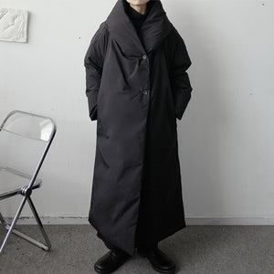 Hooded Cotton Loose Knee-length Cape Coat