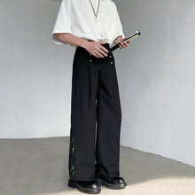 Load image into Gallery viewer, Loose Metal Buckle Bamboo Pattern Casual Wide-leg Straight Pants
