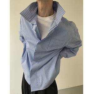 Striped Loose Blue Casual Shirt