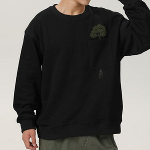 Round Neck Loose Embroidered Sweatshirt